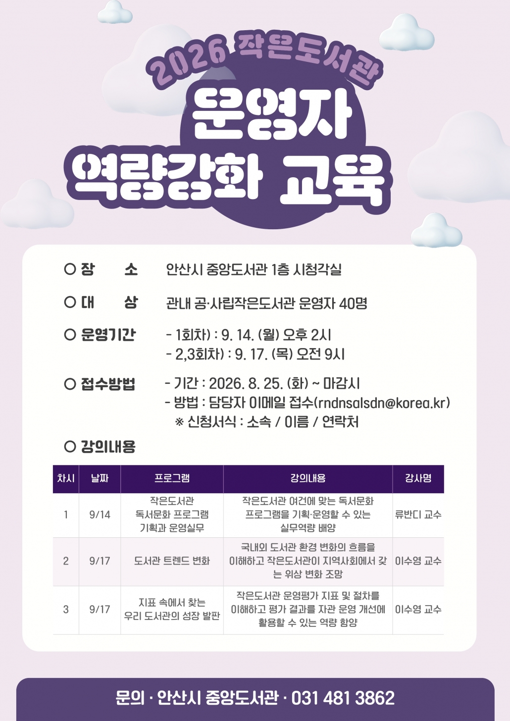 안산시, 작은도서관 운영 전문성 높인다…역량 강화 교육 개최